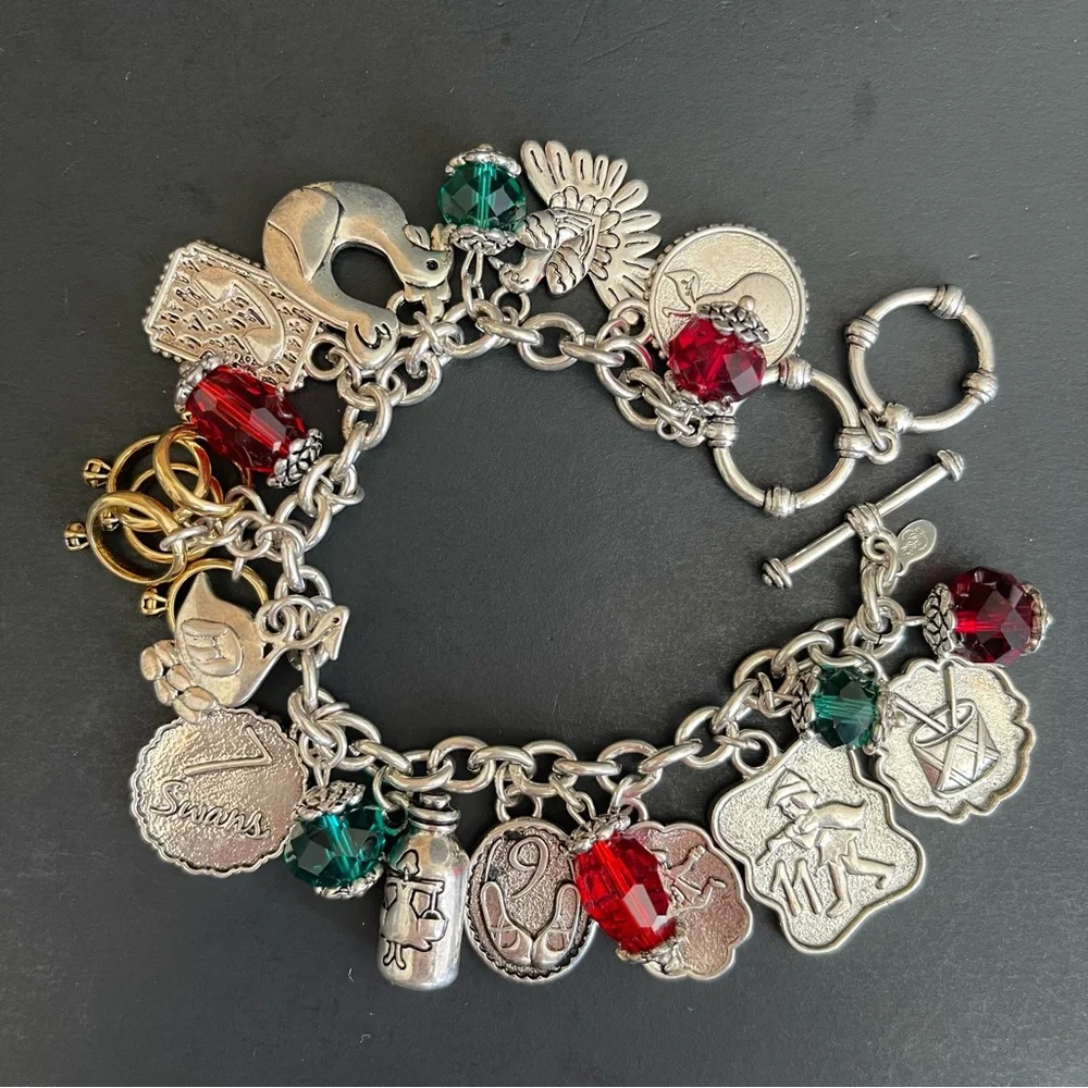Premier Designs silver tone 12 Days charm bracelet.